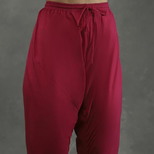 BIBA Women's Silk Chanderi Kurta Sets (CKD10745AW24FUS_Pink