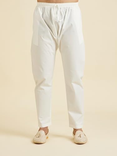 Manyavar Men's Cotton Blend Circular Bandhani Prints Kurta Pyjama Set(Yellow,M)