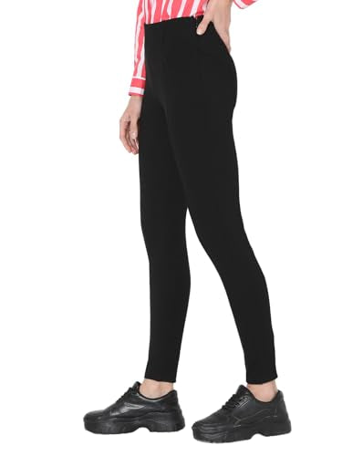 VERO MODA Women Solid Black Viscose Skinny Fit High-Rise Jeggings