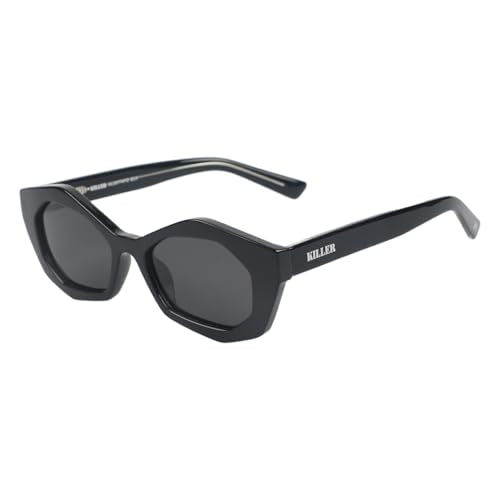 KILLER Women's Sunglass, Hexagonal Shaped Frame Polarized Lens Sunglasses Case For Women, Girls, 100% UV Lens Sunglasses, Frame Color - Black, Lens - Grey