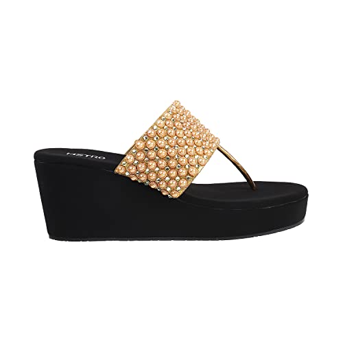 Metro Womens Synthetic Antic Gold Slip Ons - SaumyasStore