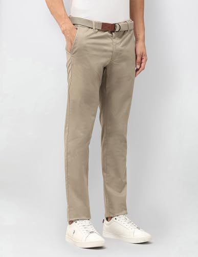 U.S.Polo Association Men's Denver Slim Fit Satin Trousers (USTRO160D_Brown_30)