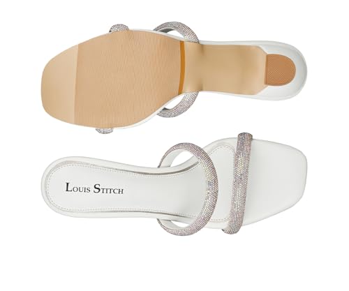 LOUIS STITCH Women's Fashion Slip-On Pointed Heel Sandals | Open Toe White Stylish Stiletto Heel Sandal for Ladies, Fashionable Sandal |LSOF-LDPH-GLDSWH | (UK-5)