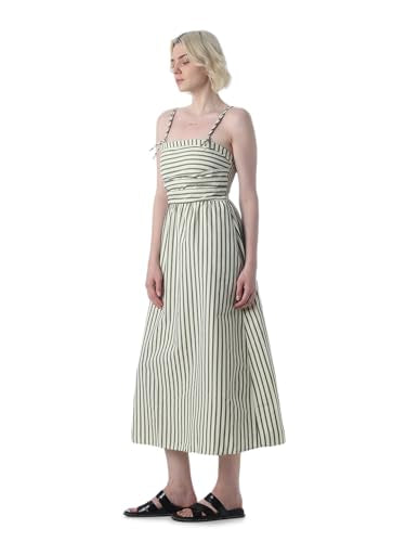 ONLY Women's Striped Fit and Flare Light Green Dress