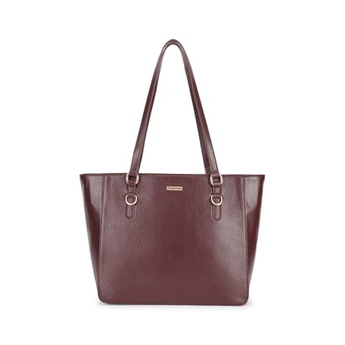 Fastrack CityStride Cherry Tote | Faux-Leather Women’s Handbag | Pebble-Textured Tote for 14-Inch Laptop with Dual Compartments