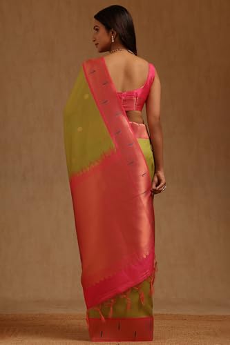 Soch Womens Tussar Geometric Saree With Zari Woven