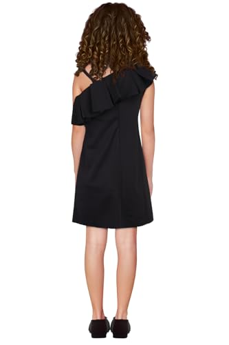 Allen Solly Girl's Cotton Modern Knee-Length Dress (AGDRORGFS78087_Black