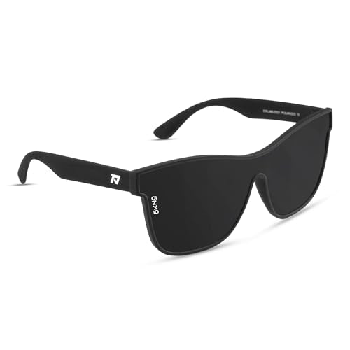 Eyewearlabs OKNO | Polarized Unilens Over-Sized Branded Stylish Sunglasses For Men & Women | 100% UV Protection Shades | Cricket Sports Cycling Driving | Black Lens | RV Matte Black