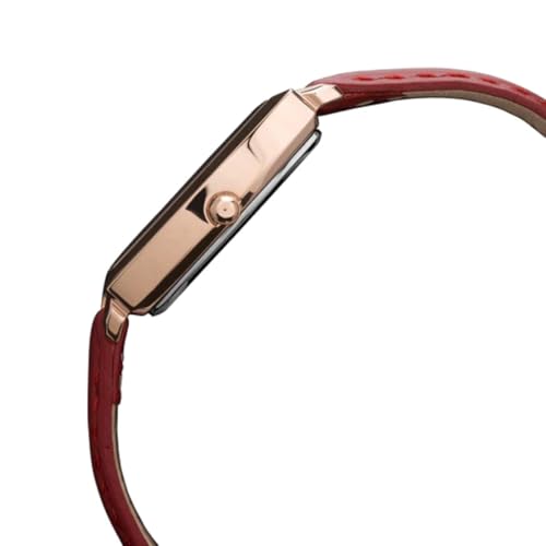 Alba Rose Gold with Red Leather Strap-AH7CT2X1