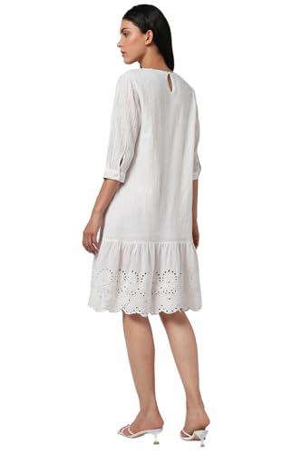 Van Heusen Women's Cotton Modern Knee-Length Dress (VWDRURGFJ05963_White