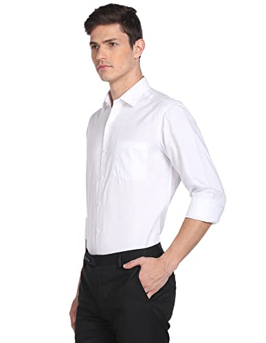 Arrow Men's Solid Full Sleeve Slim Fit Cutaway Collar Cotton Formal Shirt (ARADOSH1405_White_42)