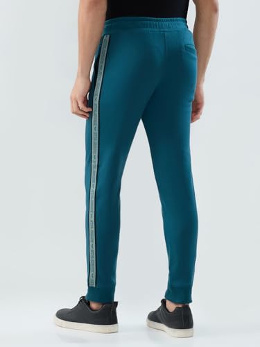 Park Avenue Men Slim Fit Solid Pattern Cotton Polyester Blend Flat Front Casual Jogger Pant