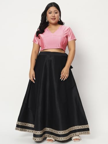 studio rasa Women's Plus Size Silk Blend Stretchable Top for Wedding Festive Party (TPWPC22565-4XL_Light Pink_4XL)