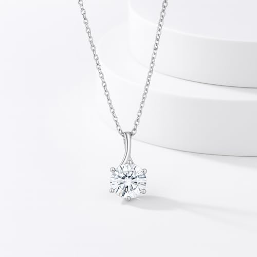 Ornate Jewels 925 Silver 2 Carat American Diamond Solitaire Pendant with Chain for Women and Girls | With Certificate of Authenticity & 925 Stamp | Life-time Warranty*