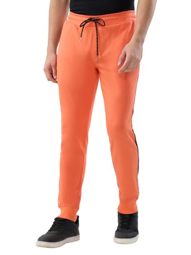 Park Avenue Men Slim Fit Solid Pattern Cotton Polyester Blend Flat Front Casual Jogger Pant