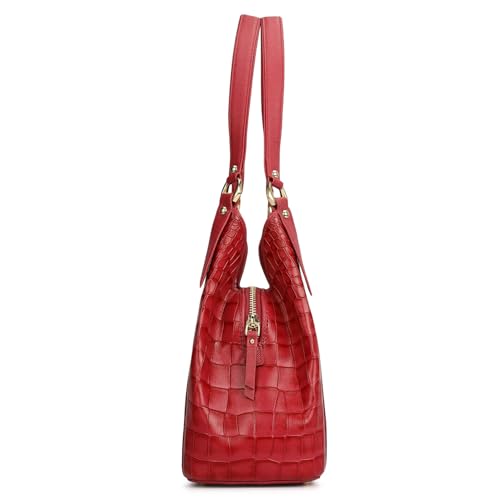 Da Milano Leather Shoulder Bag for Women - Purple (01208M-OL)