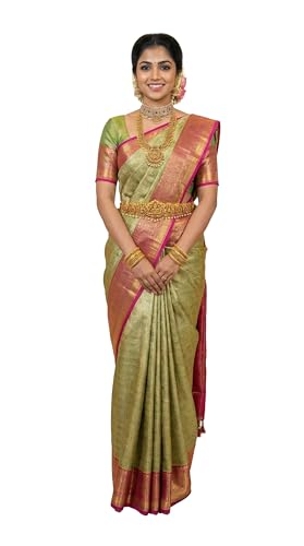 MIMOSA Women’s Green Art Silk Saree Woven with Zari Tissue | Kanjivaram Style Saree | Rich Pallu & Tassels | 6.2 Mtrs