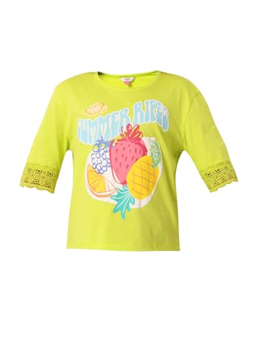 VERO MODA Girls Graphic Print Cotton Green Tshirt