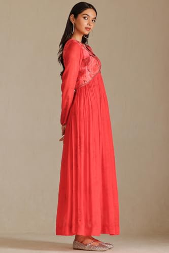 Soch Women's Chinon Maxi Dress (RSD-CWS5KU61331 Red