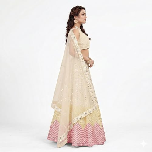 Kuber Enterprise Women's Faux Georgette Embroidery Bridal Lehenga Choli with Net Dupatta |Bridal Wedding Lehenga Choli for women