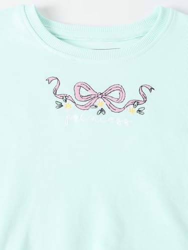 Max Girls Printed Tulle Top(Green_6-8 Y)