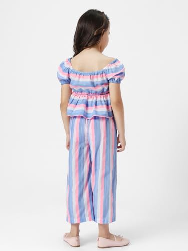 Nauti nati Girls' Striped Cotton Top and Bottom Combo