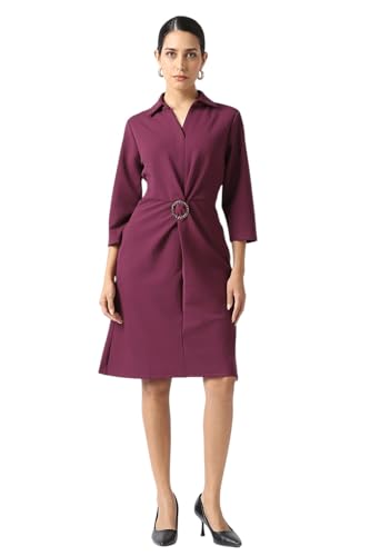 Van Heusen Women's Polyester Blend Modern Knee-Length Dress (VWCDERGF576392_Maroon