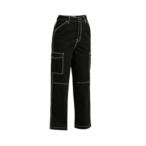 Pepe Jeans Tulip High Waist Loose Contrast Stitch Details Cargo Jet Black