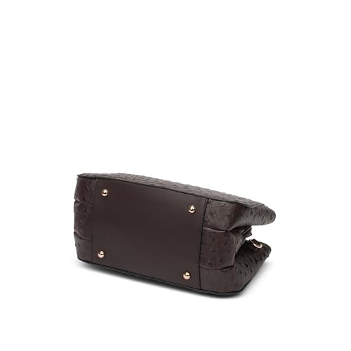 Caprese Britney Medium Satchel Bag for Women | Animal Texture Faux Leather Shoulder Bag with Adjustable & Detachable Strap | Zipper & Magnetic Button Closure | Office & Casual Use (Coffee Brown)