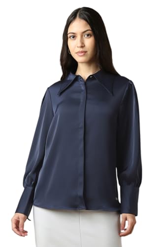 Allen Solly Women Navy Solid Long Sleeves Shirt