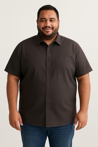 ADAMS BRIDGE Mens Plus Size Cotton Blend Casual Shirt | Regular Fit | Full Sleeve Solid Shirt for Men | Comfortable and Breathable (Brown-9XL)