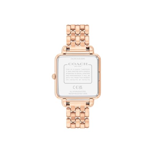 Coach Cass Qtz Basic Slim White Square Dial Women's Watch|Ionic Plated Rose Gold Steel Material|Rose Gold Color Band - 14504532