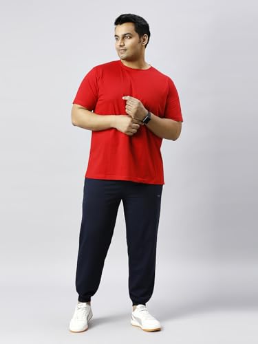XMEX Mens Round Neck Half Sleeve Cotton Blend Plain T Shirt Soft Breathable Fabric Everyday Comfort Casual Elegant wear Stylish Regular Fit Tee for Summer All Seasons (RED,7XL)