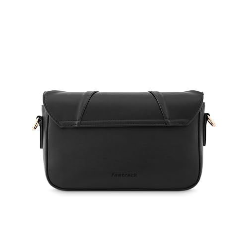 Fastrack Solid PU Zipper Closure Women's Party Sling Bag (Black, SMALL)