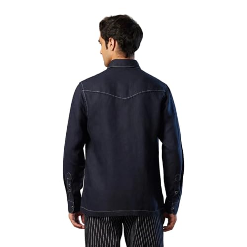 U.S. POLO ASSN. Pacho X Convertible Collar Linen Shirt (USSHTP0921_Navy_40)