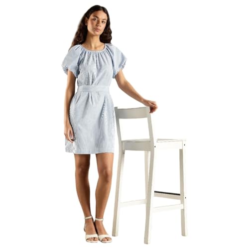 Tommy Hilfiger Cotton Round Neck Shift Dress Blue