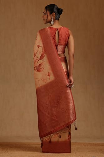 Soch Womens Earth Dola Silk Floral Saree With Zari Woven