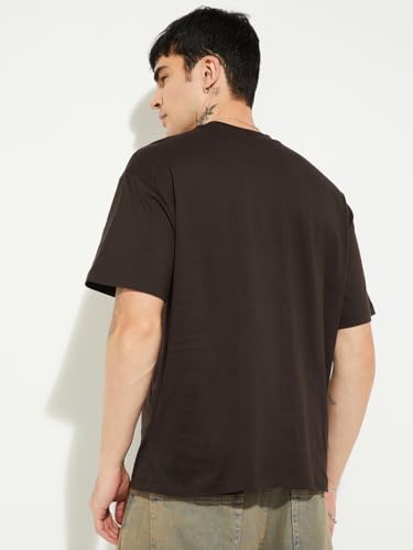 Max URB_N Men Printed Oversized T-Shirt(Brown_XS)