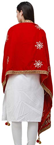 Exotic India Dupatta from Amritsar Embellished with Gota Patches on Border and Mirrors