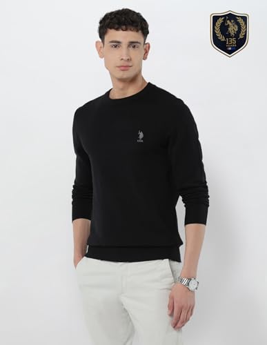 U.S.Polo Association Men's Solid Regular Fit Sweater Black
