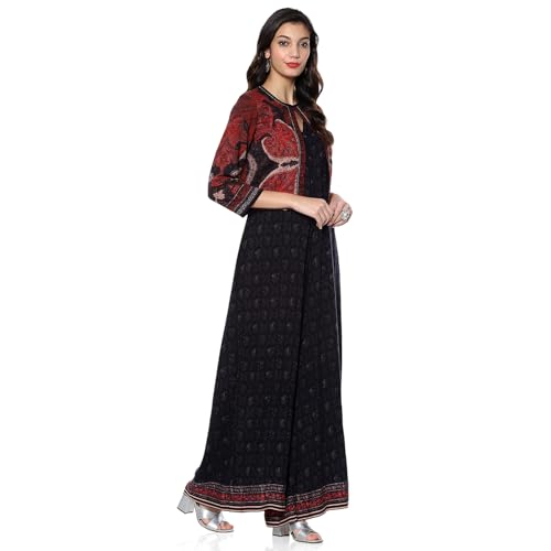 BIBA Women's Black Rayon Straight Kurta_34