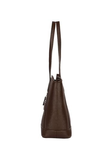 eske Yara Vegan Leather Tote Bag For Women (Brown Saffiano)