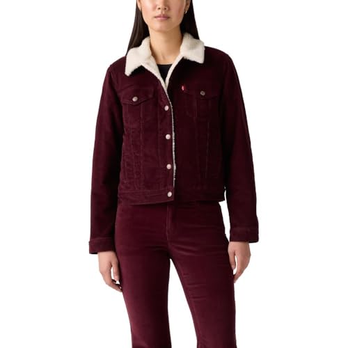 Levi's Womens Original Sherpa Trucker Jacket, Merlot (Corduroy - Non | (Also Available in Plus)