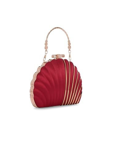 TOOBA Women's Maroon Handicraft Beautiful Bling Box Clutch Bag for Wedding, Banquet, Gift Family, & Friends