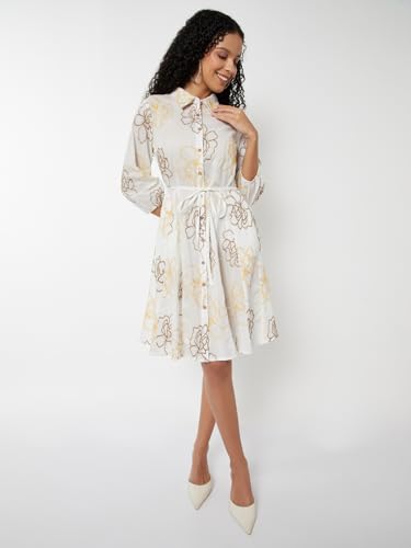Max Women's Cotton A-Line Below The Knee Dress (LP510004_Off White