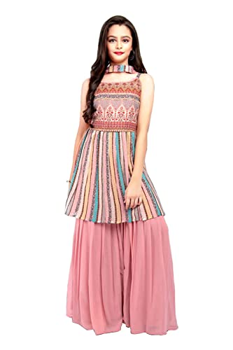 White Button New latest kids sharara suit for girls dress (13-14 Years)