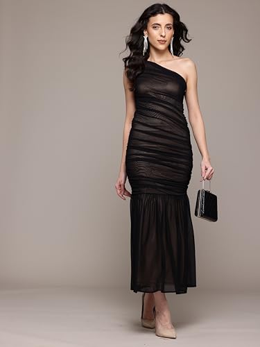 Label RITU KUMAR Black Aidette One Shoulder Dress