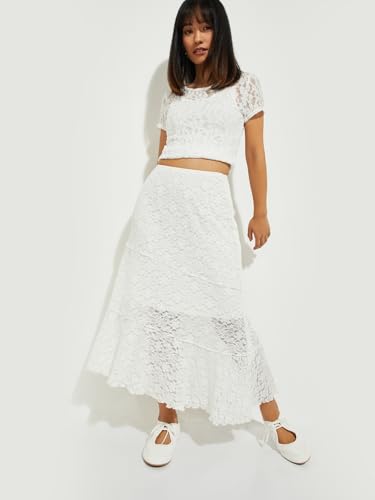 Max Alaya F x URB_N Women Lace Long Skirt (Ivory_M)