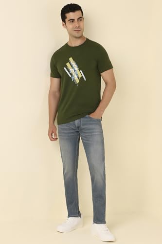 Allen Solly Men's Slim Fit T-Shirt (ALKCASGPJ13798_Olive