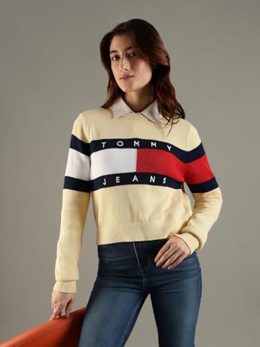 Tommy Hilfiger Relaxed Fit Cotton Crew Neck Sweater Yellow